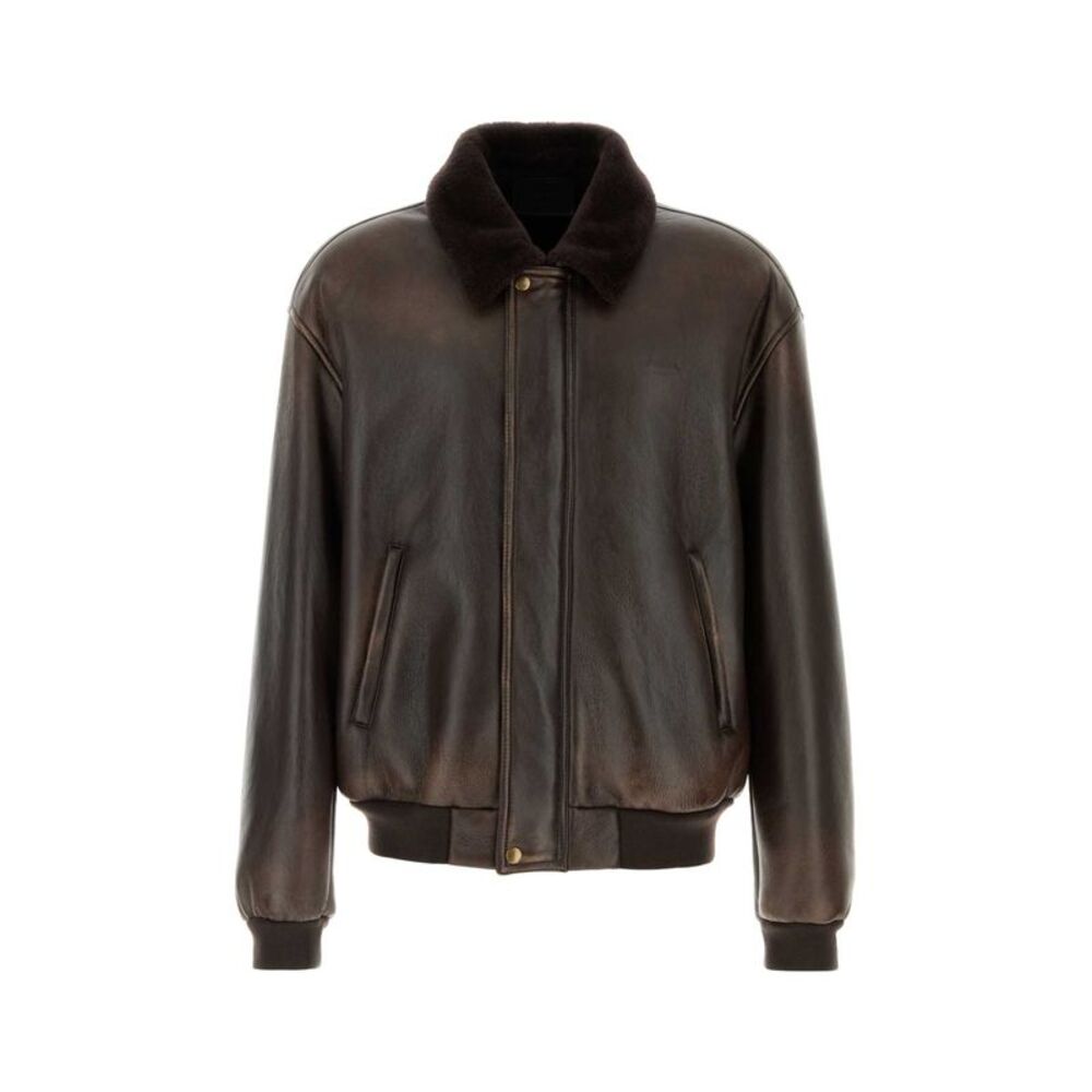 Prada Men Dark Brown Shearling Jacket